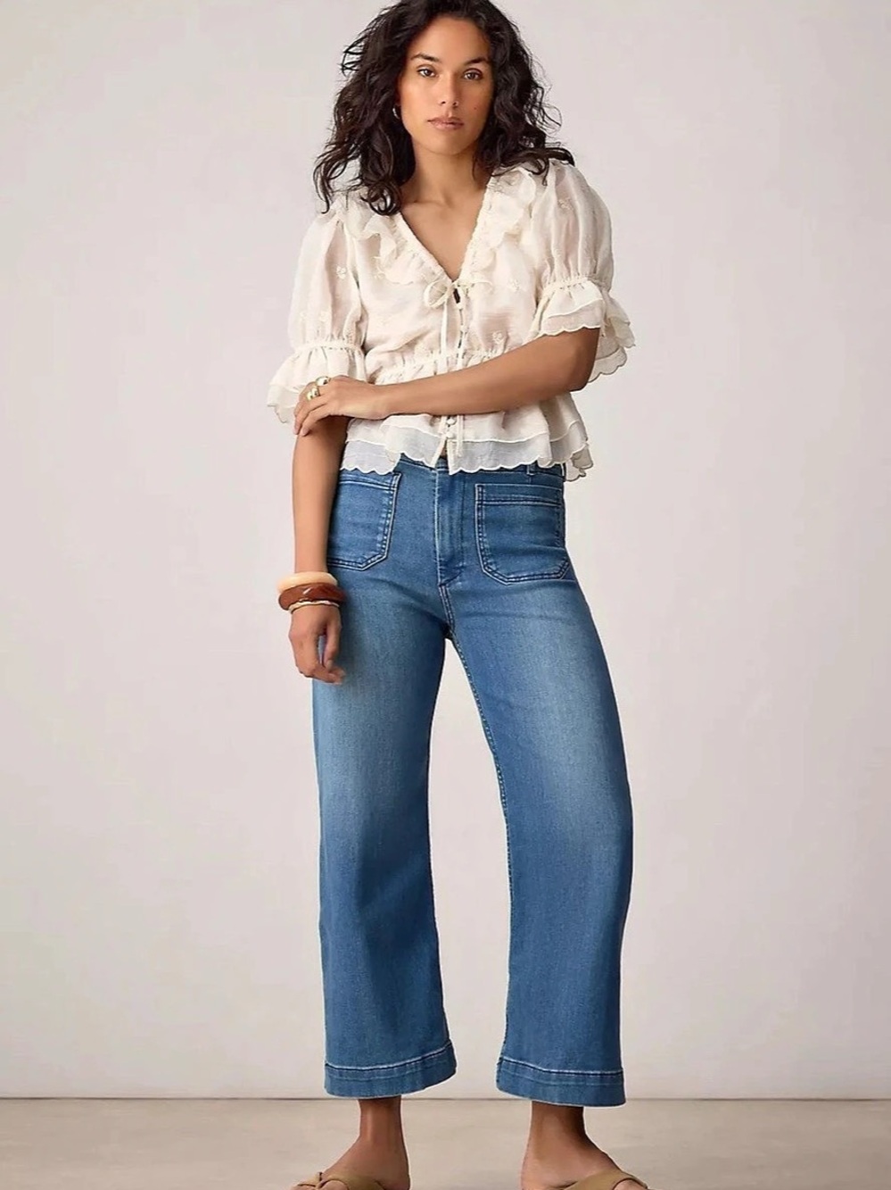 Maeve Colette High-Rise Wide-Leg Cropped Jeans, NEW - Picture 6 of 10
